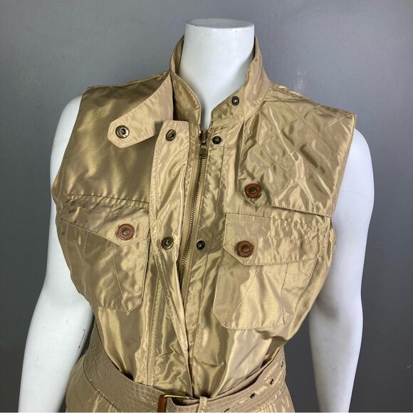 Lauren Ralph Lauren vest Large gold metallic safari utility cargo belt gorpcore - Picture 4 of 12